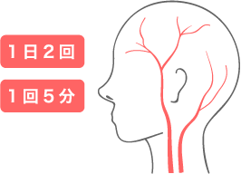 1日2回、1回5分程度を目安に頭皮マッサージ