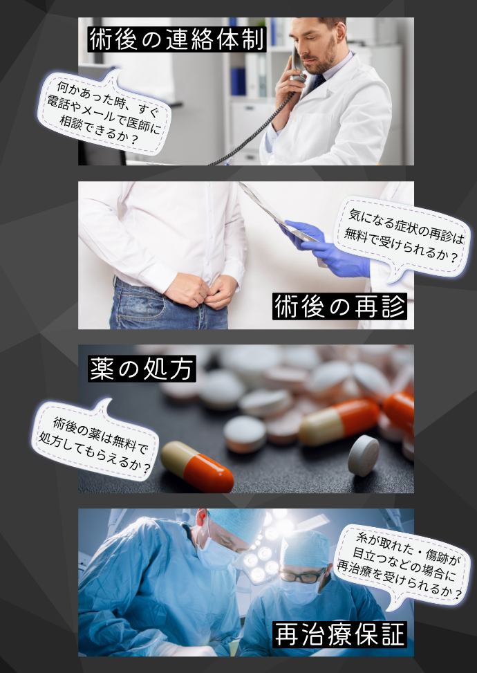 包茎手術後のアフターケア・保証の例