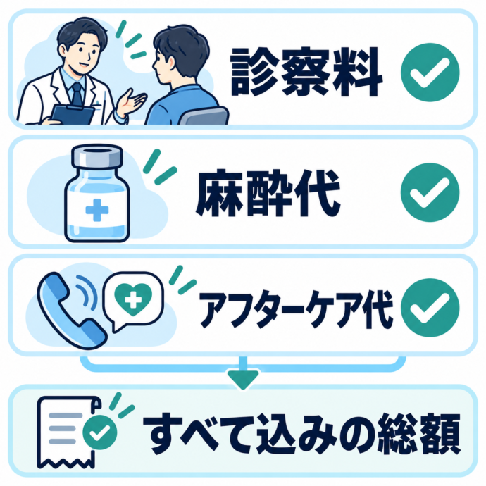 明朗会計で、追加料金がかからない